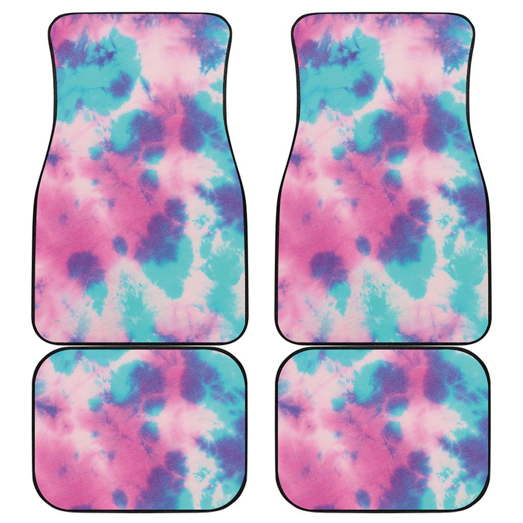 Pink And Teal Tie Dye Print Front and Back Car Floor Mats