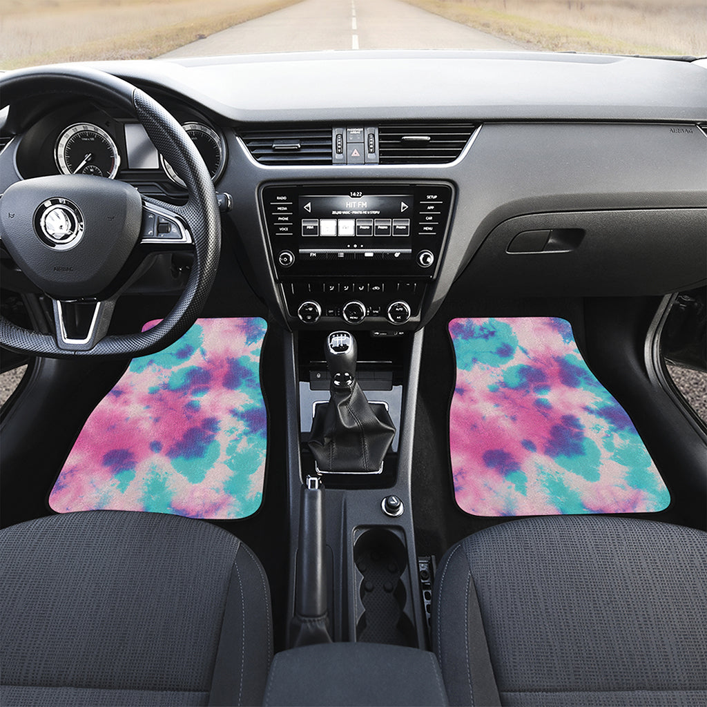 Pink And Teal Tie Dye Print Front Car Floor Mats