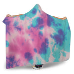 Pink And Teal Tie Dye Print Hooded Blanket