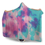 Pink And Teal Tie Dye Print Hooded Blanket