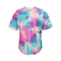 Pink And Teal Tie Dye Print Men's Baseball Jersey