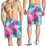 Pink And Teal Tie Dye Print Men's Shorts