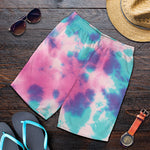 Pink And Teal Tie Dye Print Men's Shorts