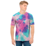 Pink And Teal Tie Dye Print Men's T-Shirt