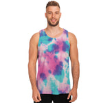 Pink And Teal Tie Dye Print Men's Tank Top