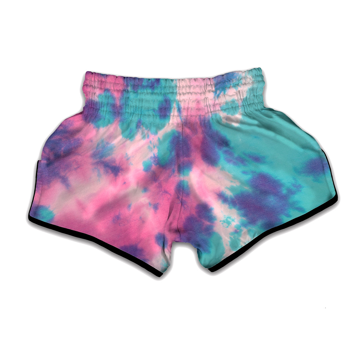 Pink And Teal Tie Dye Print Muay Thai Boxing Shorts