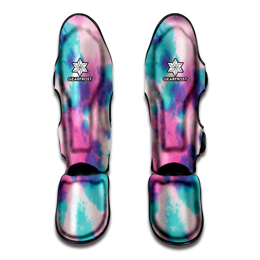 Pink And Teal Tie Dye Print Muay Thai Shin Guard