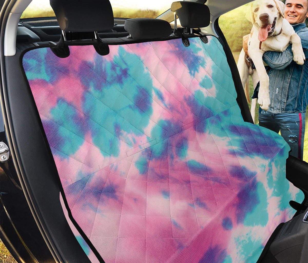 Pink And Teal Tie Dye Print Pet Car Back Seat Cover