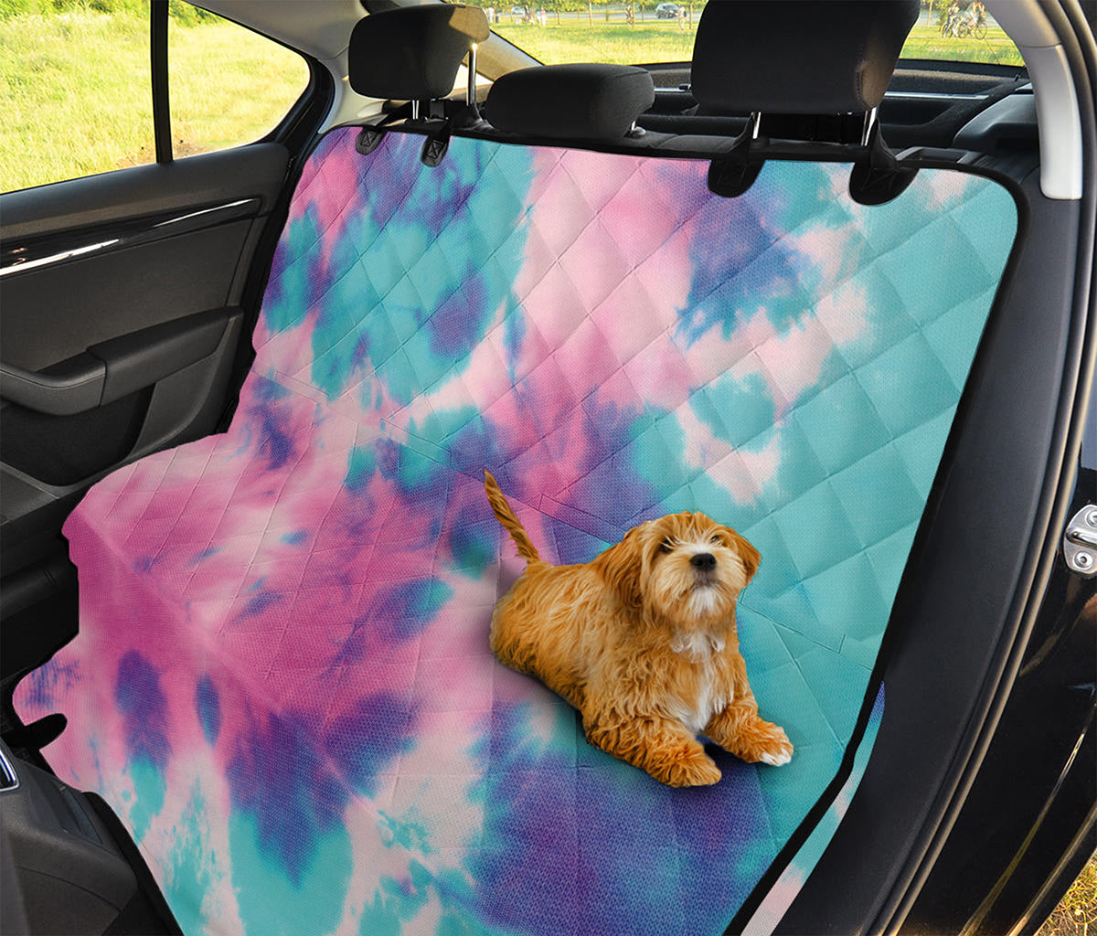 Pink And Teal Tie Dye Print Pet Car Back Seat Cover