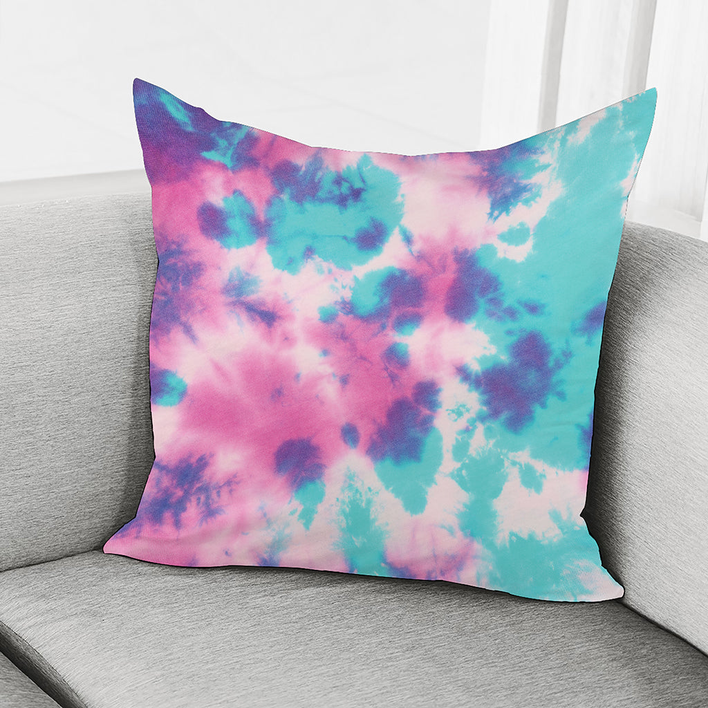 Pink And Teal Tie Dye Print Pillow Cover