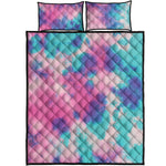 Pink And Teal Tie Dye Print Quilt Bed Set