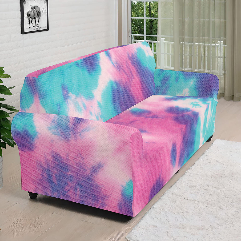 Pink And Teal Tie Dye Print Sofa Cover