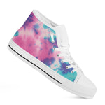 Pink And Teal Tie Dye Print White High Top Shoes