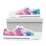 Pink And Teal Tie Dye Print White Low Top Shoes