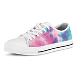 Pink And Teal Tie Dye Print White Low Top Shoes