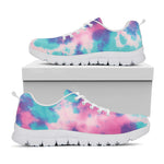 Pink And Teal Tie Dye Print White Sneakers