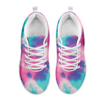 Pink And Teal Tie Dye Print White Sneakers