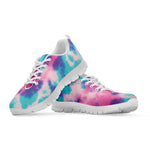 Pink And Teal Tie Dye Print White Sneakers
