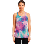 Pink And Teal Tie Dye Print Women's Racerback Tank Top