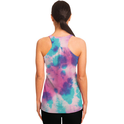 Pink And Teal Tie Dye Print Women's Racerback Tank Top