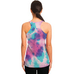 Pink And Teal Tie Dye Print Women's Racerback Tank Top