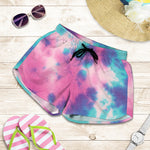 Pink And Teal Tie Dye Print Women's Shorts