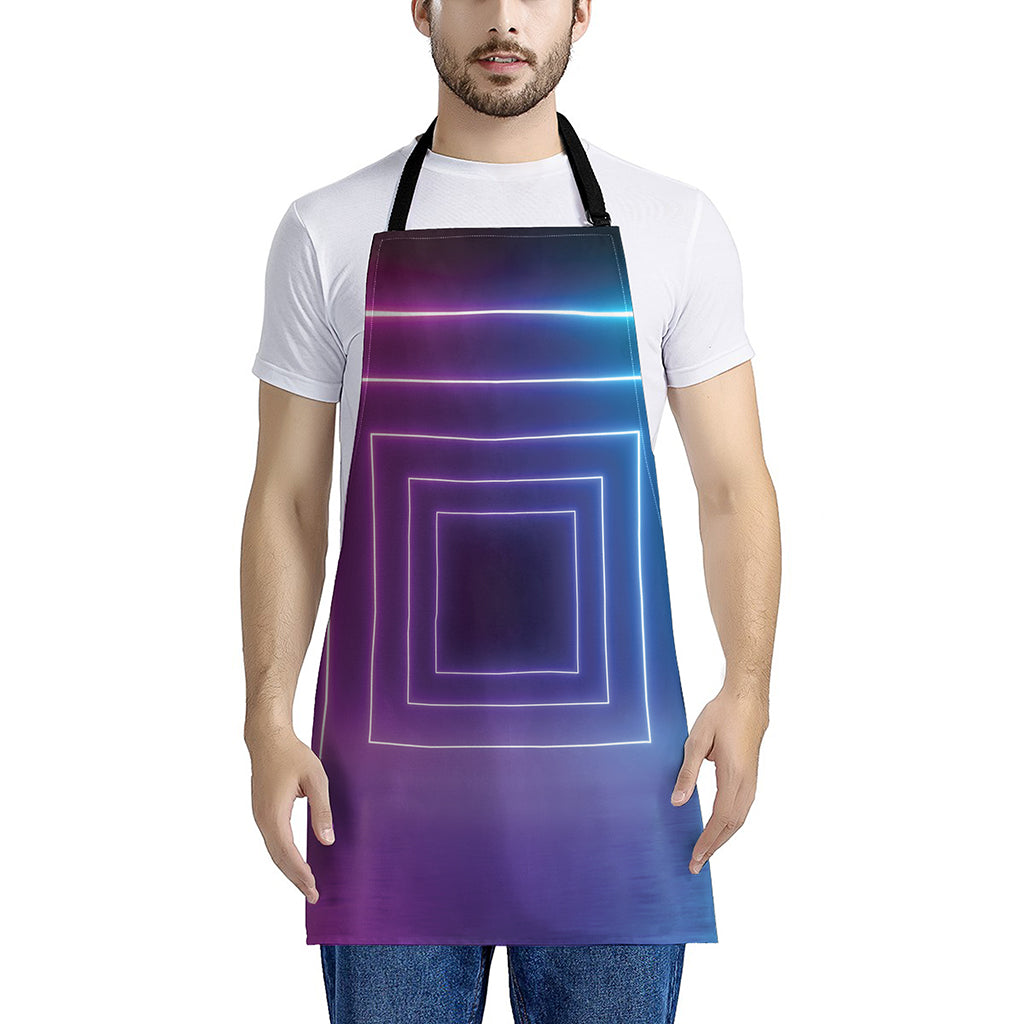 Pink And Teal Tunnel Lights Print Apron