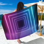 Pink And Teal Tunnel Lights Print Beach Sarong Wrap