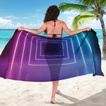 Pink And Teal Tunnel Lights Print Beach Sarong Wrap