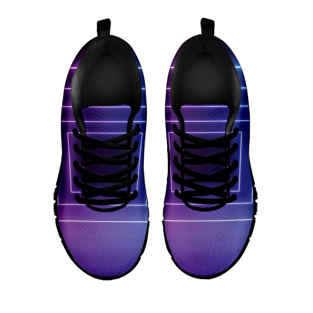 Pink And Teal Tunnel Lights Print Black Sneakers