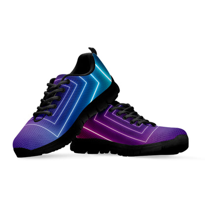 Pink And Teal Tunnel Lights Print Black Sneakers