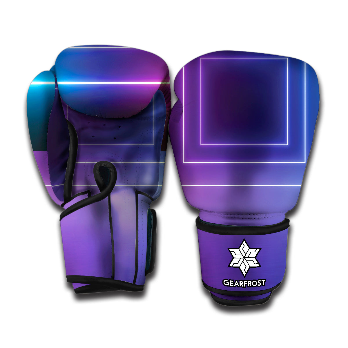 Pink And Teal Tunnel Lights Print Boxing Gloves