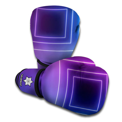 Pink And Teal Tunnel Lights Print Boxing Gloves