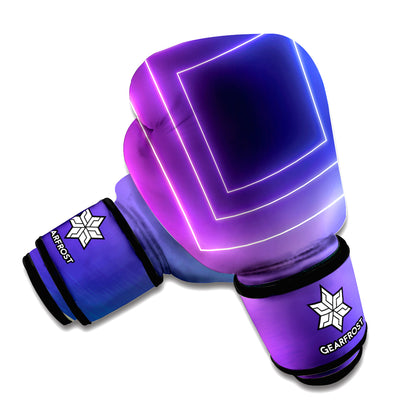 Pink And Teal Tunnel Lights Print Boxing Gloves