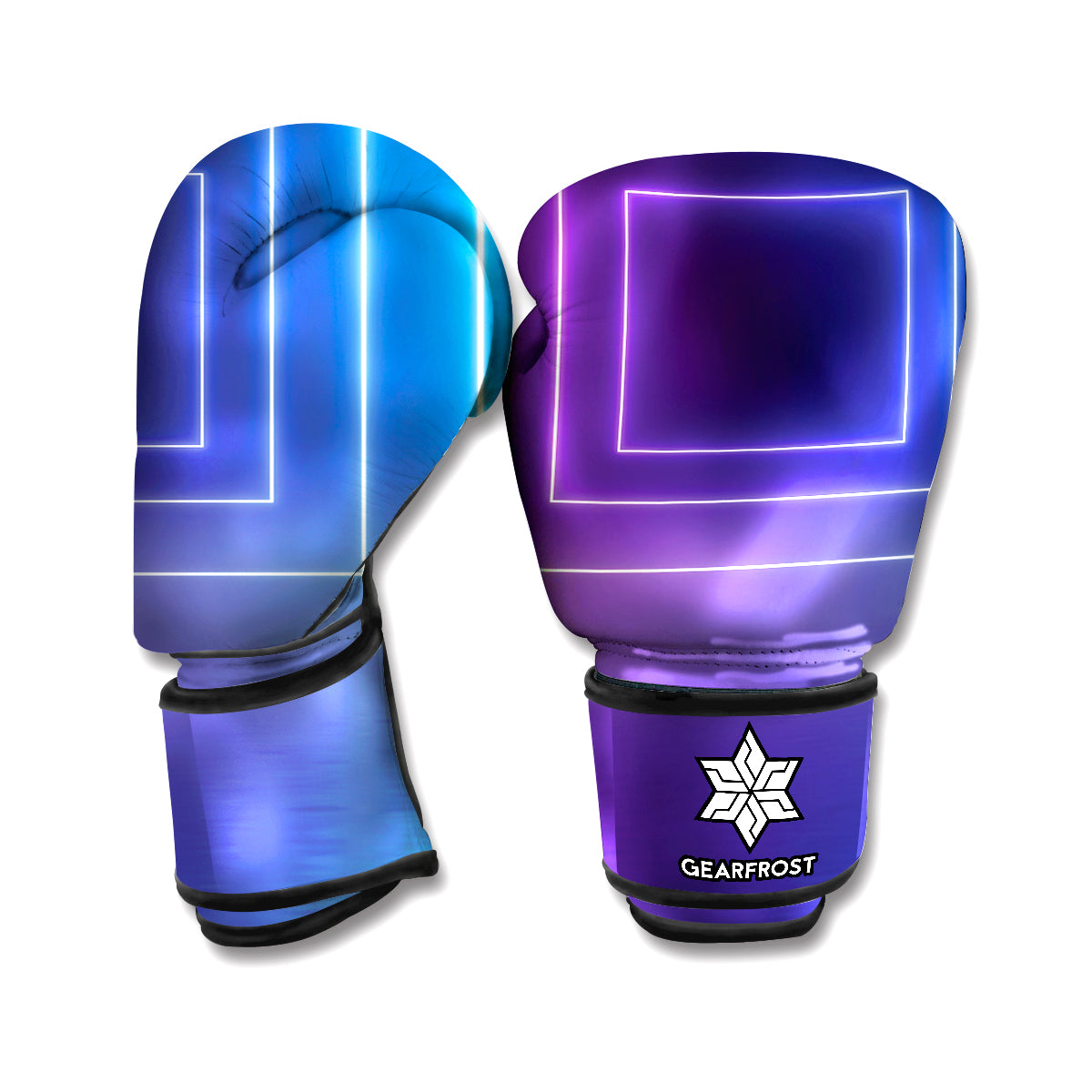 Pink And Teal Tunnel Lights Print Boxing Gloves
