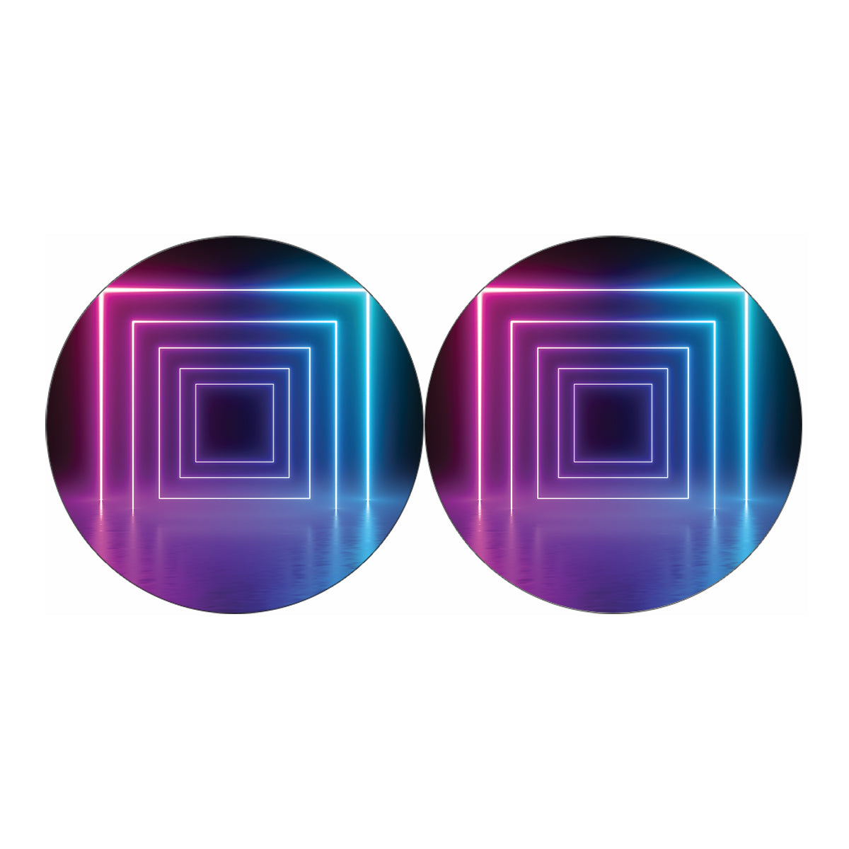 Pink And Teal Tunnel Lights Print Car Coasters