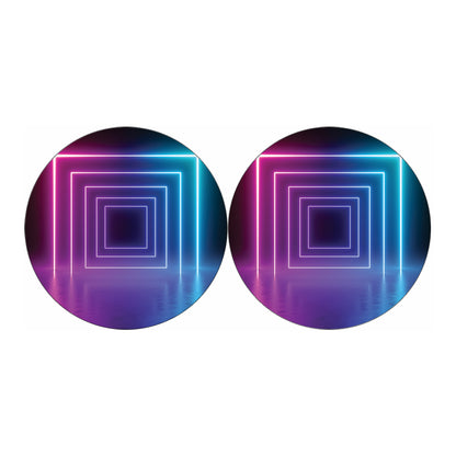 Pink And Teal Tunnel Lights Print Car Coasters