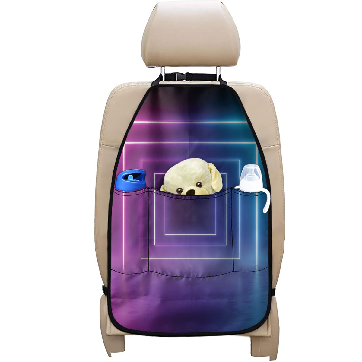 Pink And Teal Tunnel Lights Print Car Seat Organizers