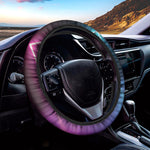 Pink And Teal Tunnel Lights Print Car Steering Wheel Cover