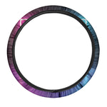 Pink And Teal Tunnel Lights Print Car Steering Wheel Cover
