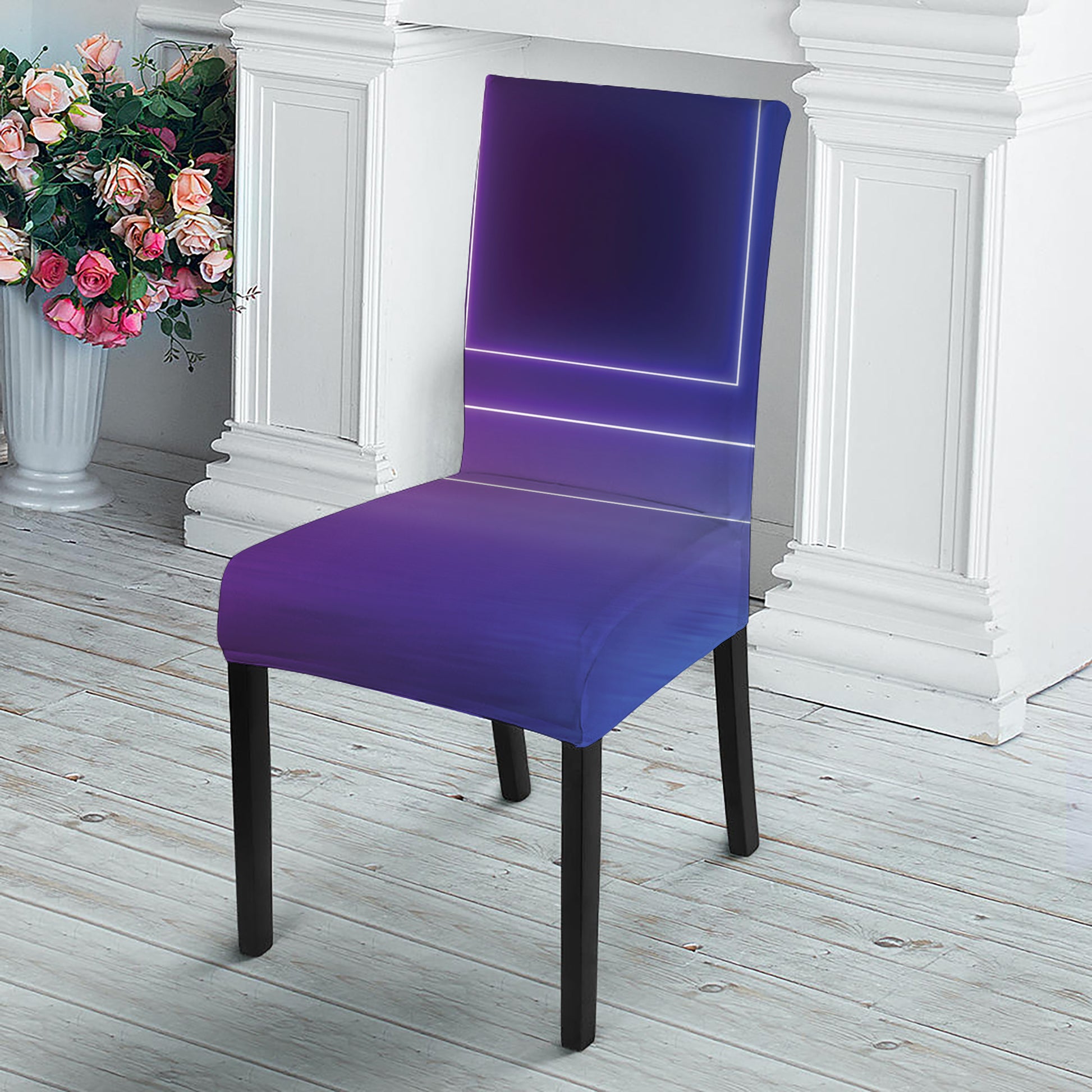 Pink And Teal Tunnel Lights Print Dining Chair Slipcover