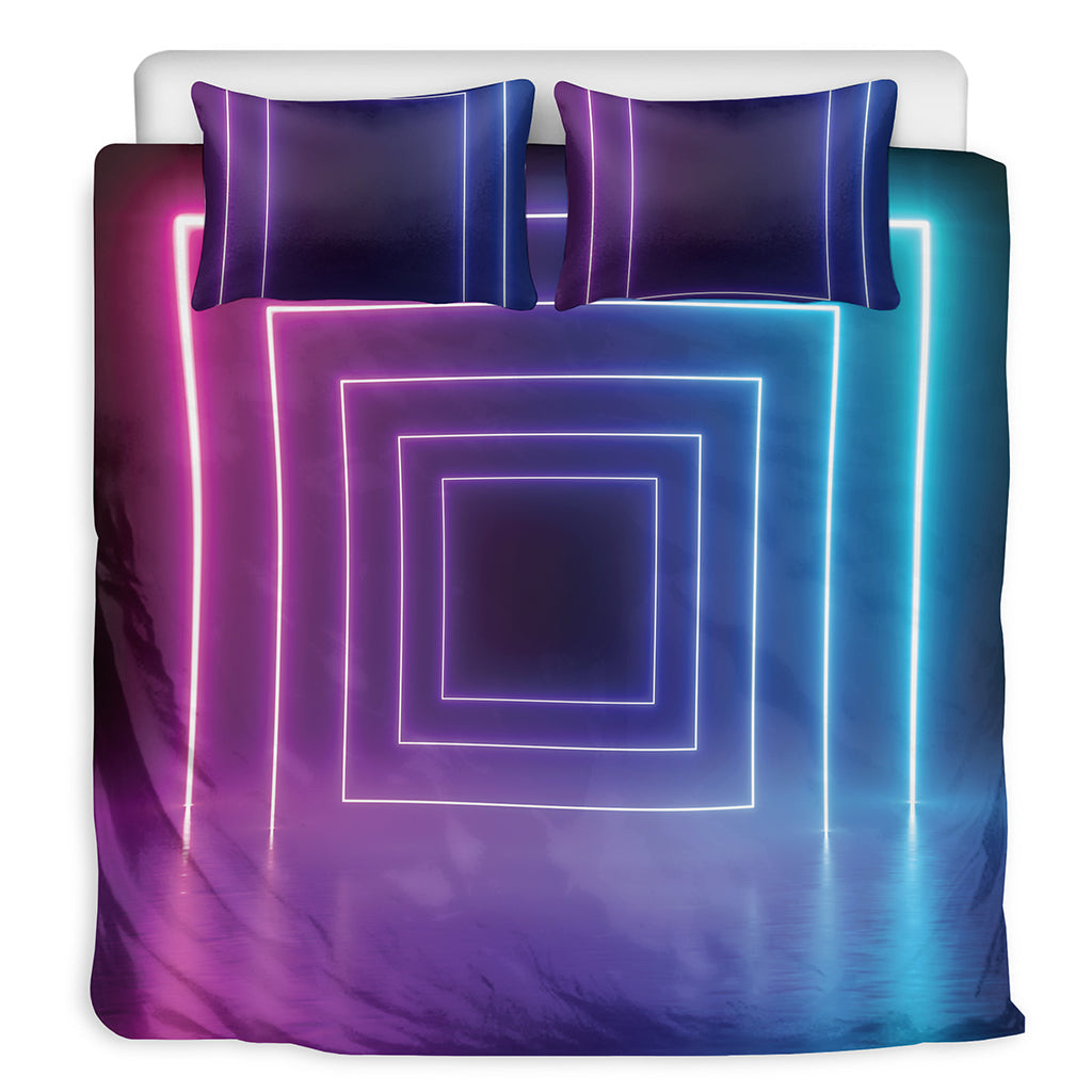 Pink And Teal Tunnel Lights Print Duvet Cover Bedding Set