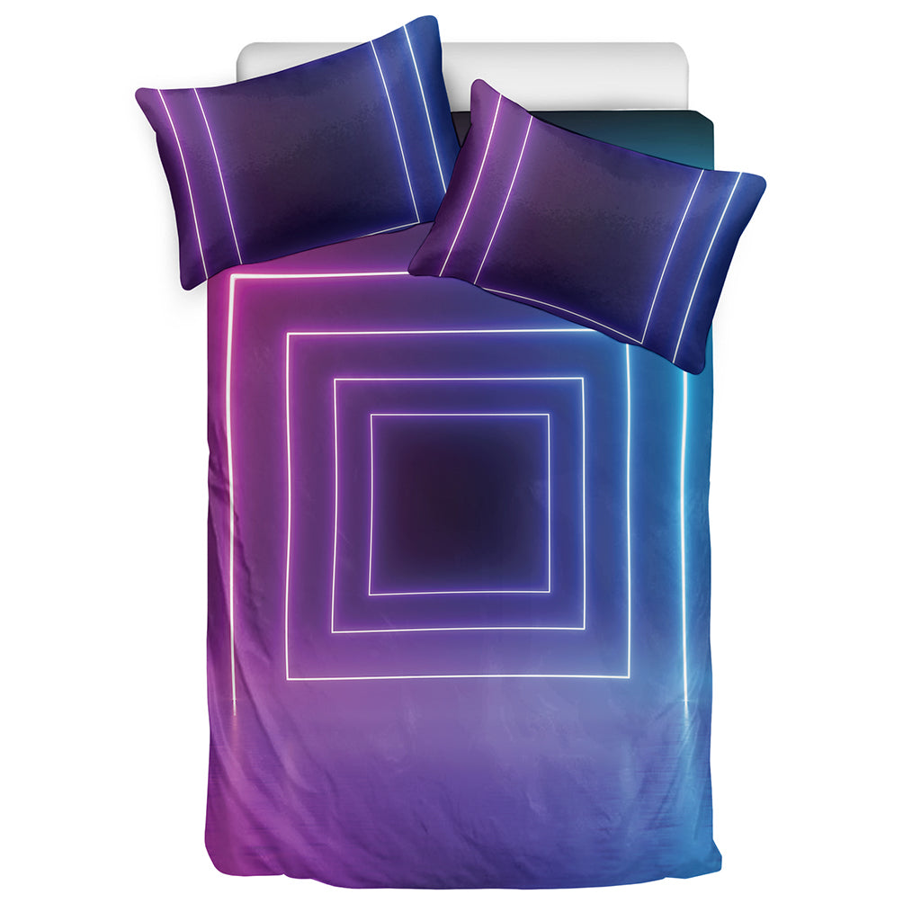 Pink And Teal Tunnel Lights Print Duvet Cover Bedding Set