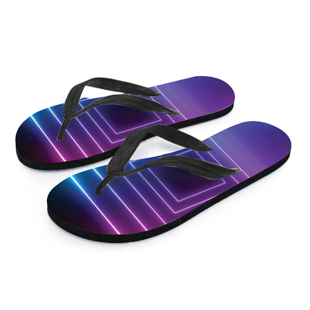 Pink And Teal Tunnel Lights Print Flip Flops