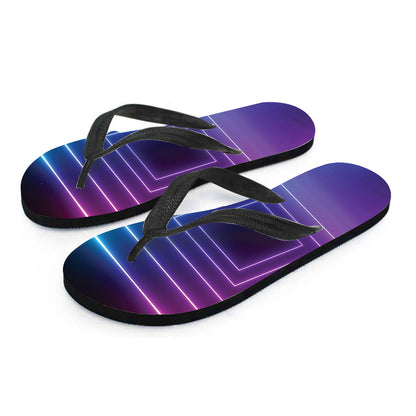 Pink And Teal Tunnel Lights Print Flip Flops