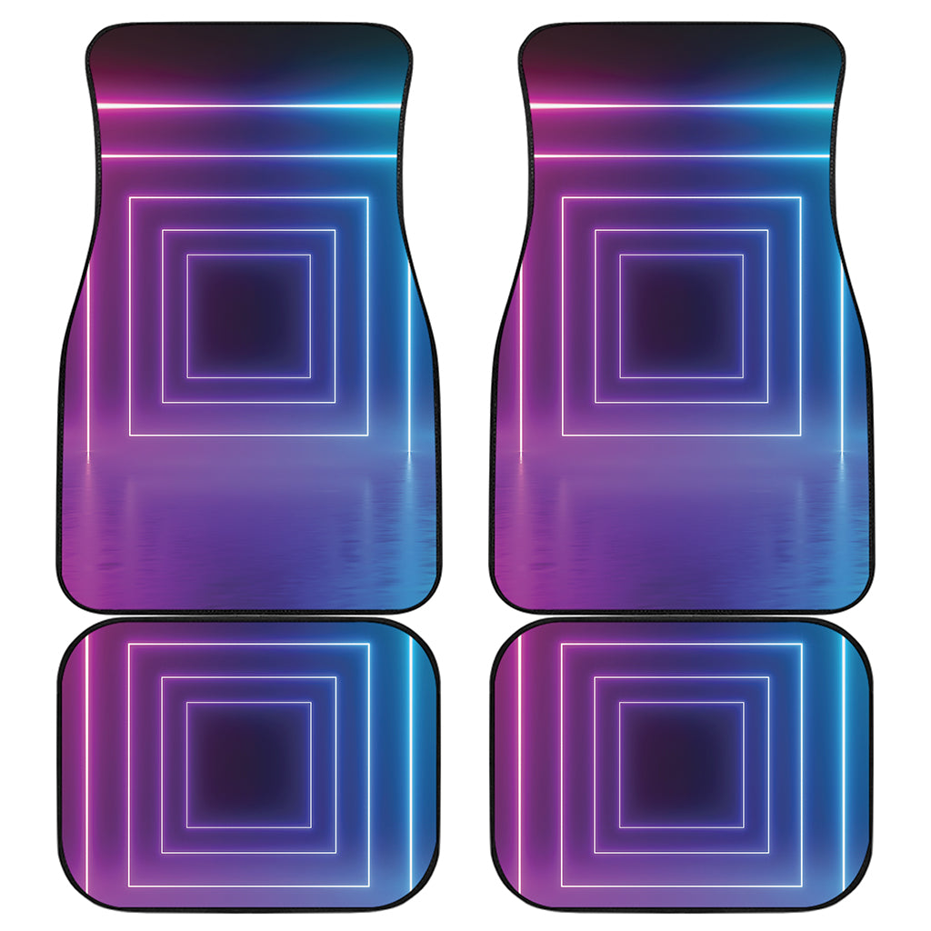 Pink And Teal Tunnel Lights Print Front and Back Car Floor Mats