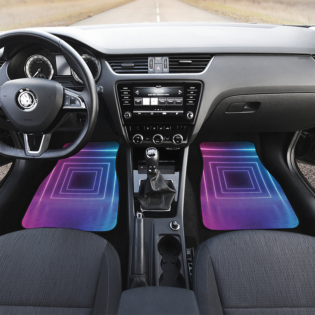 Pink And Teal Tunnel Lights Print Front and Back Car Floor Mats