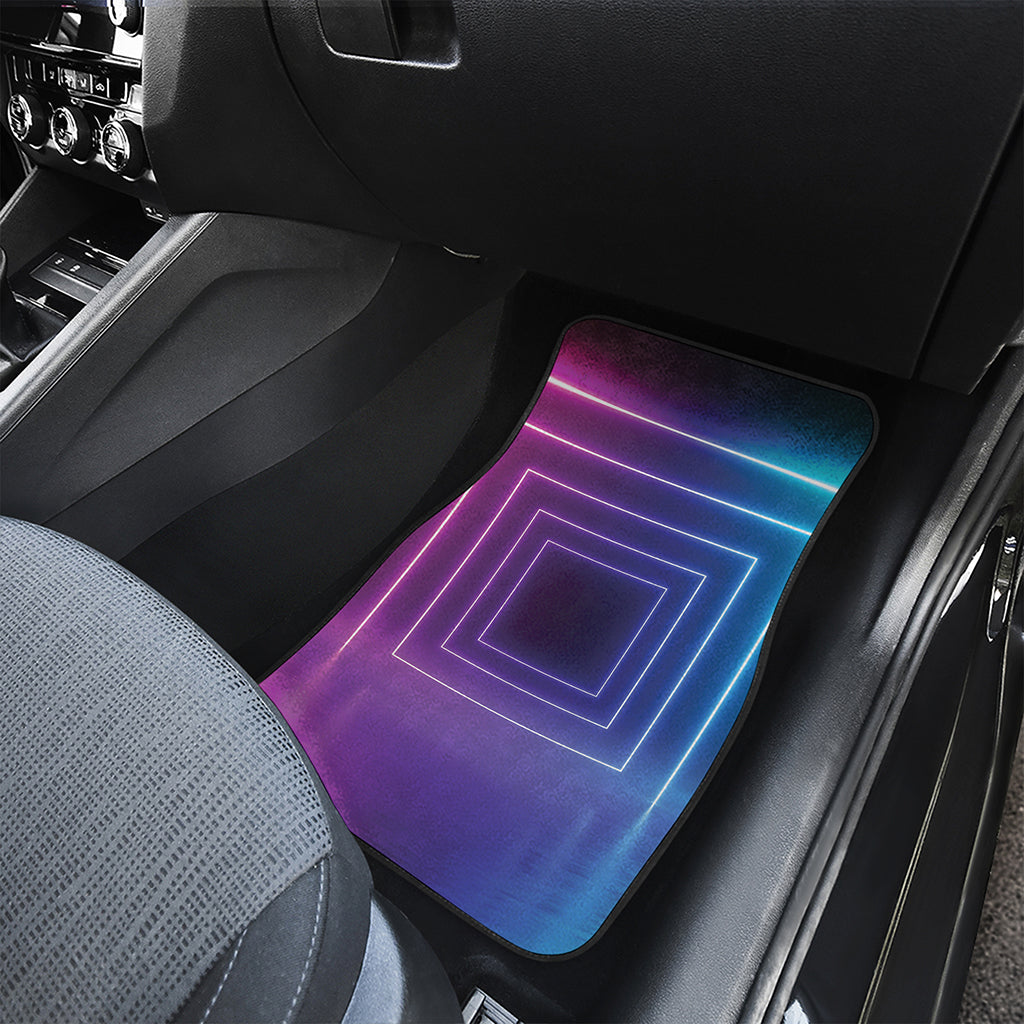 Pink And Teal Tunnel Lights Print Front and Back Car Floor Mats