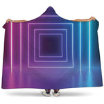 Pink And Teal Tunnel Lights Print Hooded Blanket