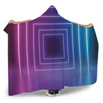 Pink And Teal Tunnel Lights Print Hooded Blanket